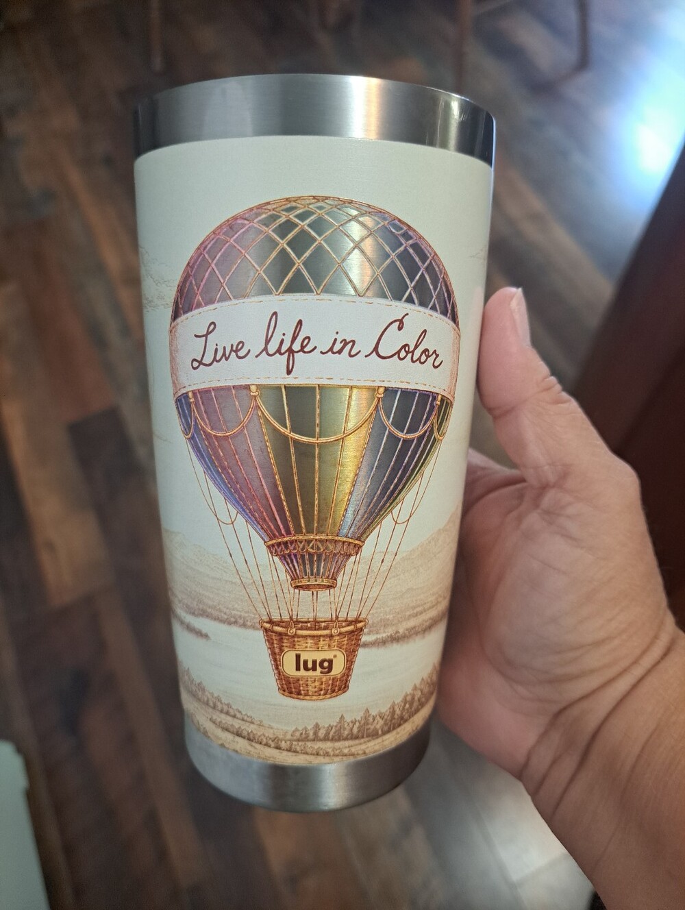 lug Guzzle Tumbler with Multicolor Hot Air Balloon NO LID